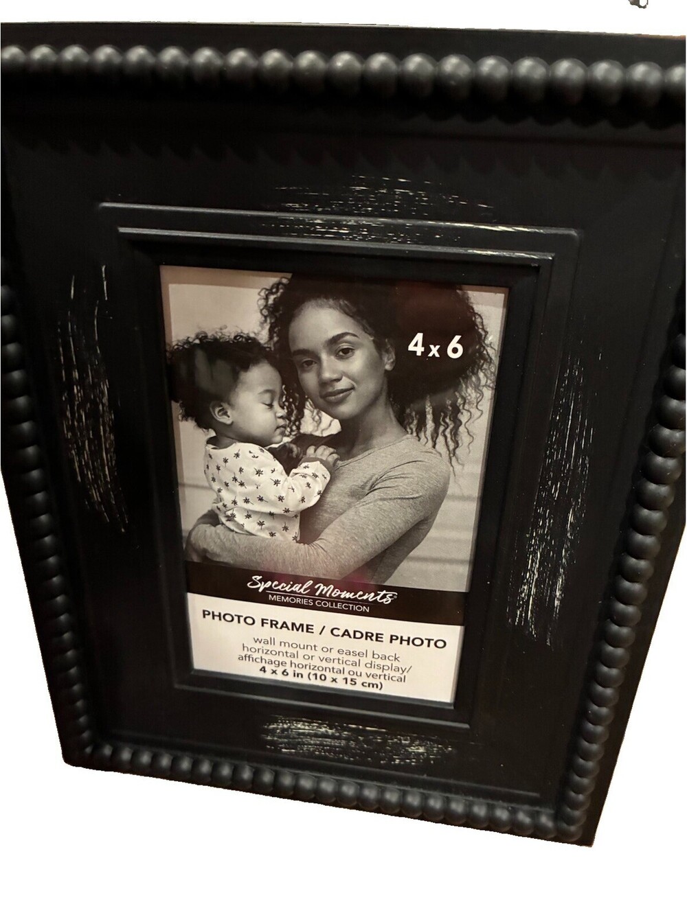 Special Moments Black Beaded Plastic Photo Frame 4x6 Rustic Farmhouse Distressed